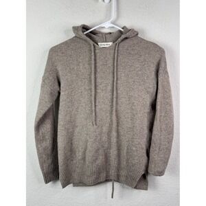 Gentle Herd 100% Wool Pullover Hoodie Sweater Women's S Tan Quiet Luxury Preppy